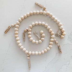 4ft Wood Bead Garland with Clothes Pins for Photos